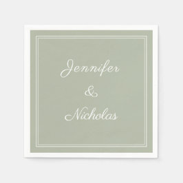 Guardanapo De Papel Casamento Formal Sage Green Script