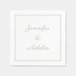 Guardanapo De Papel Casamento Formal Sage Green Script