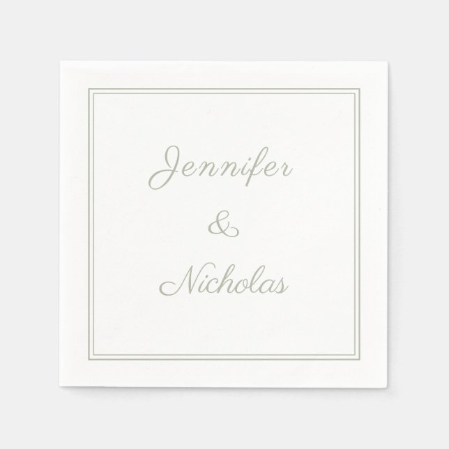 Guardanapo De Papel Casamento Formal Sage Green Script (Frente)