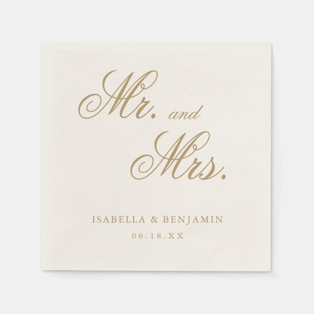 Guardanapo De Papel Casamento Formal Tradicional de Marfim Elegante (Frente)