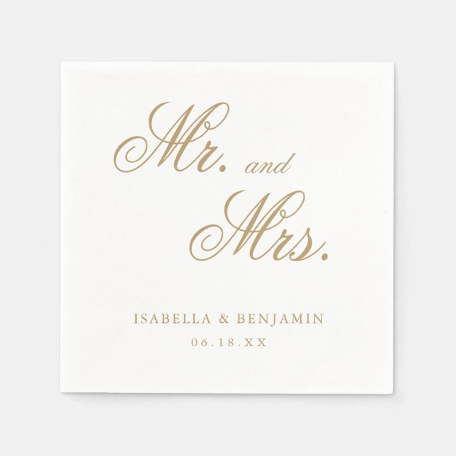Guardanapo De Papel Casamento Formal Tradicional Elegante Ouro (Frente)