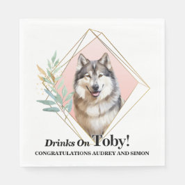 Guardanapo De Papel Casamento Fotográfico de Cachorro Malamute no Alas
