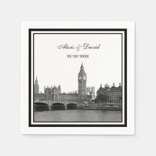 Guardanapo De Papel Casamento Framejado com o Skyline de Londres
