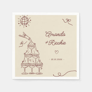 Guardanapo De Papel Casamento Francês Rústico Desenhado à Mão Divertid