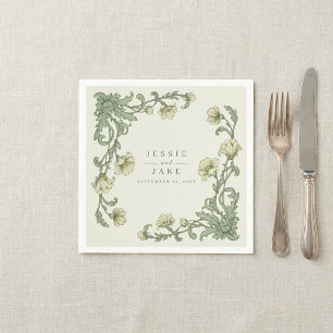 Guardanapo De Papel Casamento Fronteira Floral Estilo Art Nouveau Vint