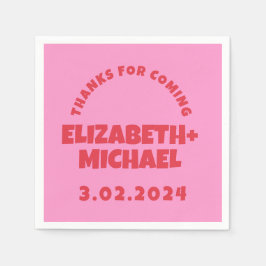 Guardanapo De Papel Casamento Funky Rosa Vermelho desenhado à mão