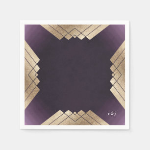 Guardanapo De Papel Casamento Gatsby Dourado Roxo Geométrico