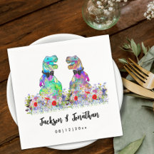 Casamento Gay de Dinossauro Colorido T-Rex Dois No
