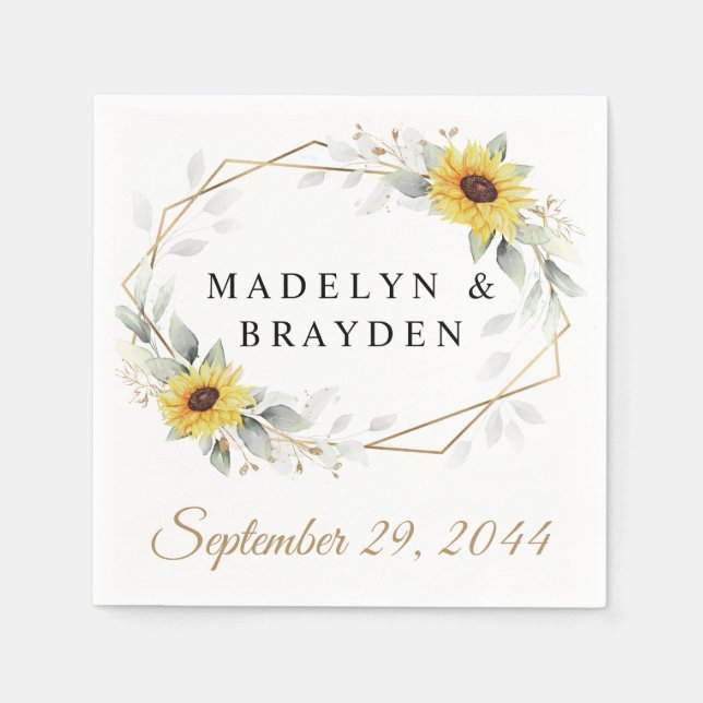 Guardanapo De Papel Casamento Geométrico Dourado do Elegante Rústico d (Frente)