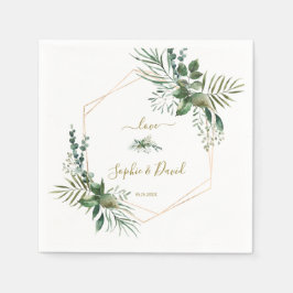 Guardanapo De Papel Casamento Geométrico Dourado do Rosa de luxo