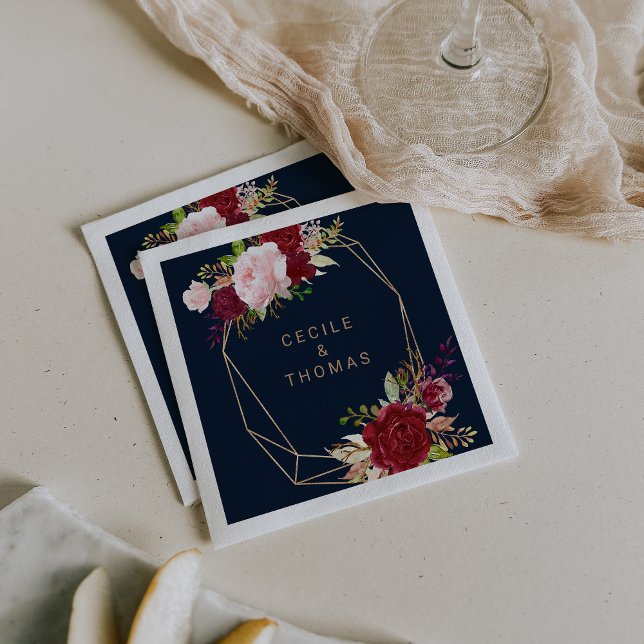 Guardanapo De Papel Casamento Geométrico Dourado e Vermelho Tropical N (Criador carregado)