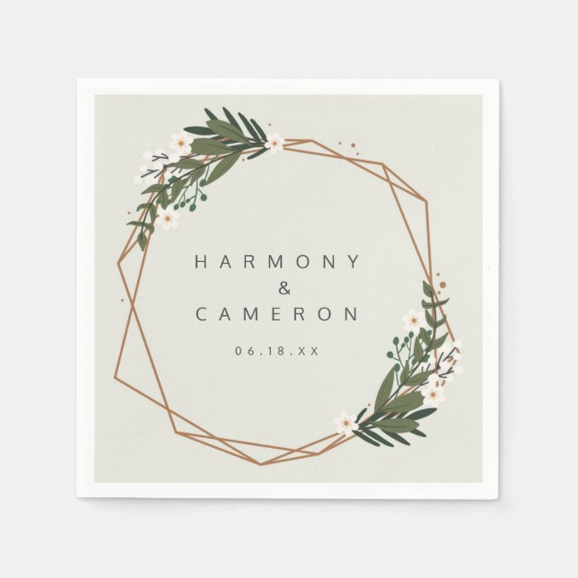 Guardanapo De Papel Casamento Geométrico Dourado Elegante Boho Greener (Frente)