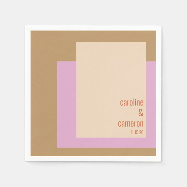 Guardanapo De Papel Casamento Geométrico Dourado Moderno Lilac (Frente)