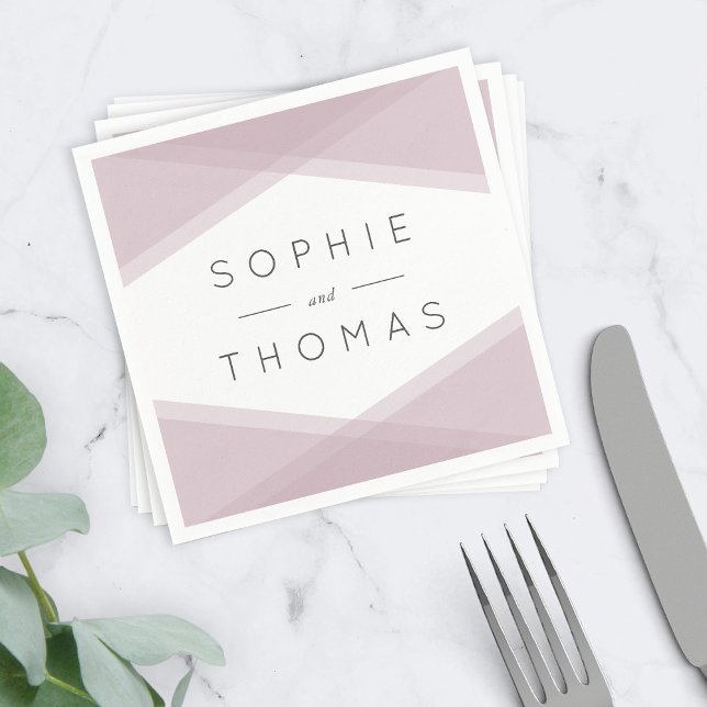 Guardanapo De Papel Casamento Geométrico em Camadas Mauve (Criador carregado)