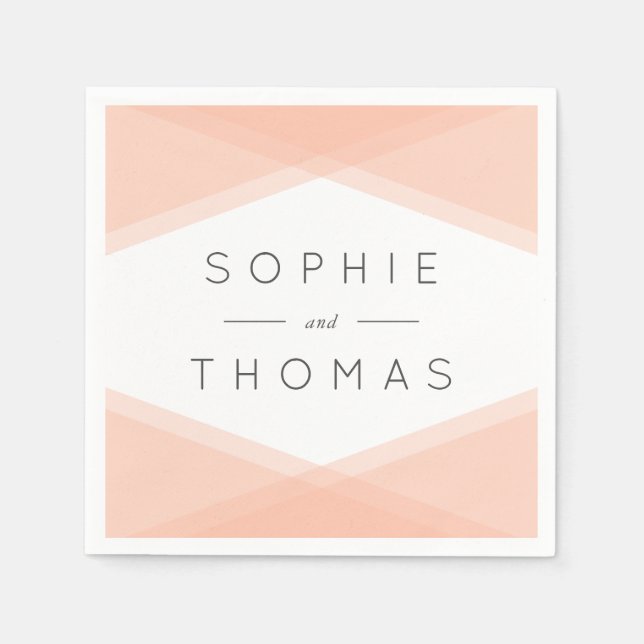 Guardanapo De Papel Casamento Geométrico em Peach (Frente)