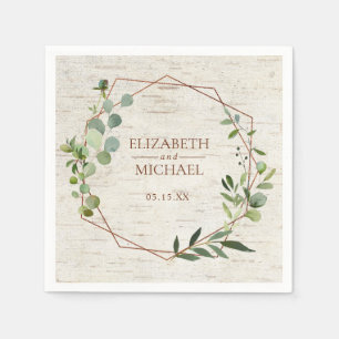 Guardanapo De Papel Casamento Geométrico Eucalyptus Birch De Cobre Rus