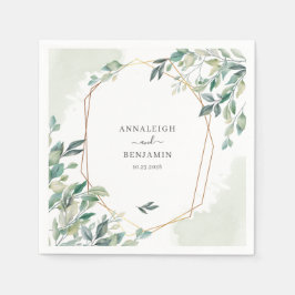 Guardanapo De Papel Casamento Geométrico Eucalyptus Greenery Botânico