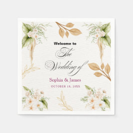 Guardanapo De Papel Casamento Geométrico Floral Dourado Rubor