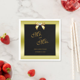 Guardanapo De Papel Casamento Glamouroso Arco Dourado & Preto
