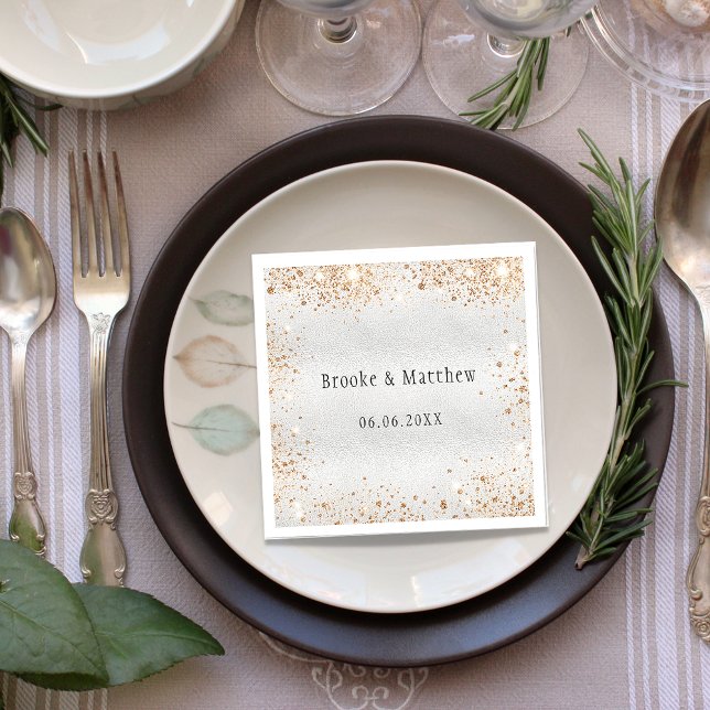 Guardanapo De Papel Casamento glamouroso com ouro prateado (Criador carregado)