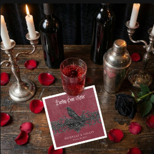 Guardanapo De Papel Casamento Gothic Black Raven Vinho Escuro Para Sem