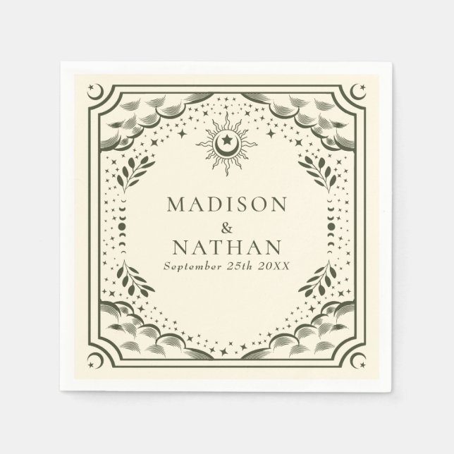 Guardanapo De Papel Casamento Gótico de Cartão de Tarot Olive (Frente)