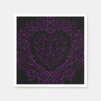 Guardanapo De Papel Casamento Gótico de Coração Roxo e Negro Napkins