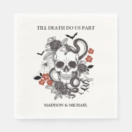 Guardanapo De Papel Casamento Gótico De Halloween Negro E Borgonha