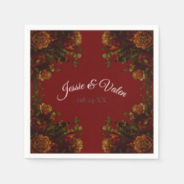 Guardanapo De Papel Casamento Gótico Elegante de Queda Vermelha Laranj