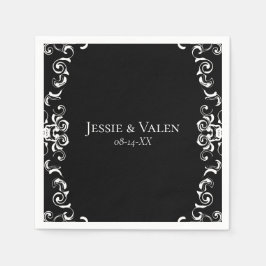 Guardanapo De Papel Casamento Gótico Negra e Branca