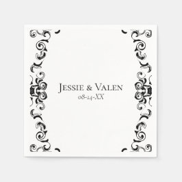 Guardanapo De Papel Casamento Gótico Negra e Branca