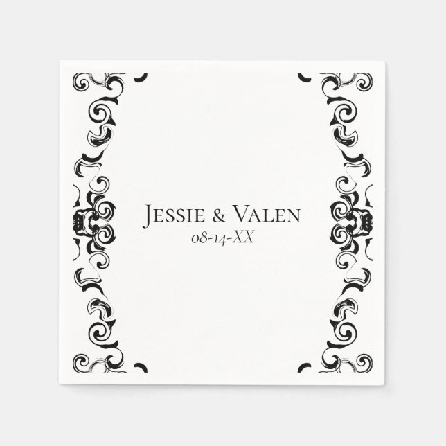 Guardanapo De Papel Casamento Gótico Negra e Branca (Frente)