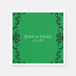 Guardanapo De Papel Casamento Gótico Negra e Verde