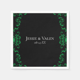 Guardanapo De Papel Casamento Gótico Negra e Verde