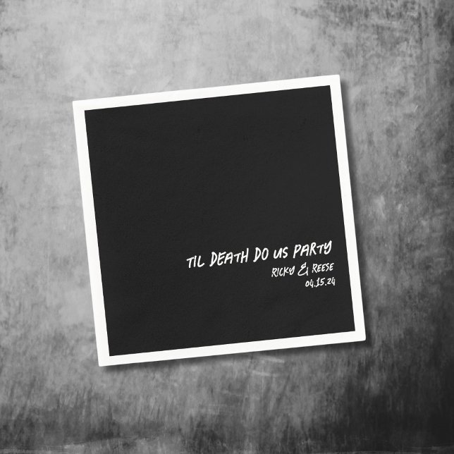 Guardanapo De Papel Casamento Gótico Nome Personalizado Cocktail Negro (Criador carregado)