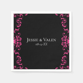Guardanapo De Papel Casamento Gótico Quente-Rosa e Negro