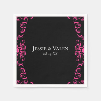 Guardanapo De Papel Casamento Gótico Quente-Rosa e Negro
