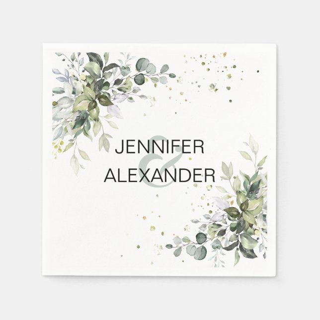 Guardanapo De Papel Casamento Greenery (Frente)