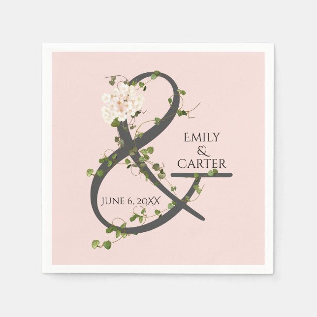Guardanapo De Papel Casamento Hydrangea e Ivy Ampersand (Frente)