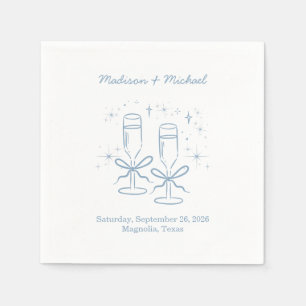 Guardanapo De Papel Casamento Ilustrado Azul Desenhado à Mão Espanhola