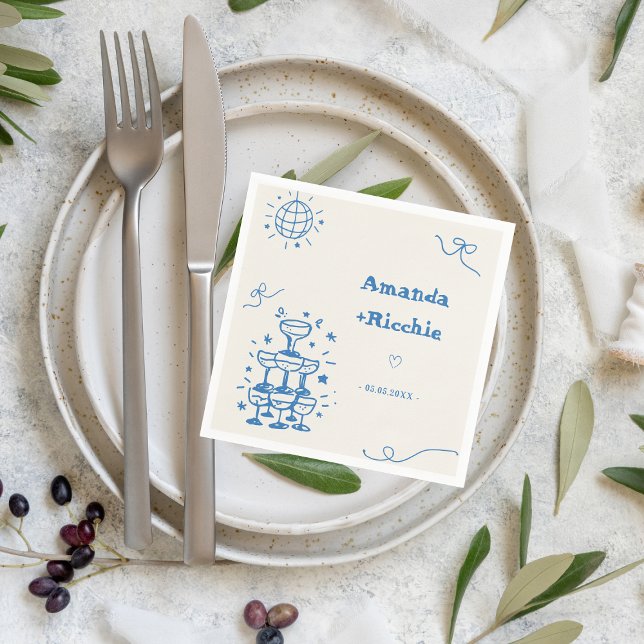 Guardanapo De Papel Casamento Imunológico Retro Francês com Disco Dese (Criador carregado)