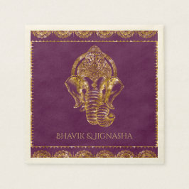 Guardanapo De Papel Casamento Índio Roxo e Dourado, Napkin