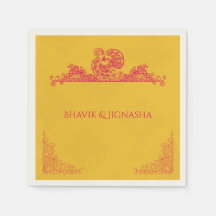 Casamento Índio Saffron e Pink Peacock Napkin