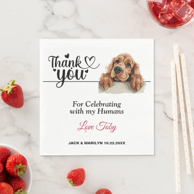 Guardanapo De Papel Casamento Inglês Cocker Spaniel Obrigado (Insitu)