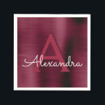 Guardanapo De Papel Casamento Inicial da Burgundy Cranberry Monograma<br><div class="desc">Burgundy Cranberry Elegant Monograma e Casamento Inicial Napkins. Estas Festas de aniversário Roxas de Marsala,  Casamentos,  Chás de panela ou Festas de solteira de Nápoles podem ser personalizadas para incluir o seu nome inicial e próprio.</div>