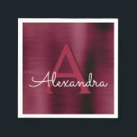 Guardanapo De Papel Casamento Inicial da Burgundy Cranberry Monograma<br><div class="desc">Burgundy Cranberry Elegant Monograma e Casamento Inicial Napkins. Estas Festas de aniversário Roxas de Marsala,  Casamentos,  Chás de panela ou Festas de solteira de Nápoles podem ser personalizadas para incluir o seu nome inicial e próprio.</div>