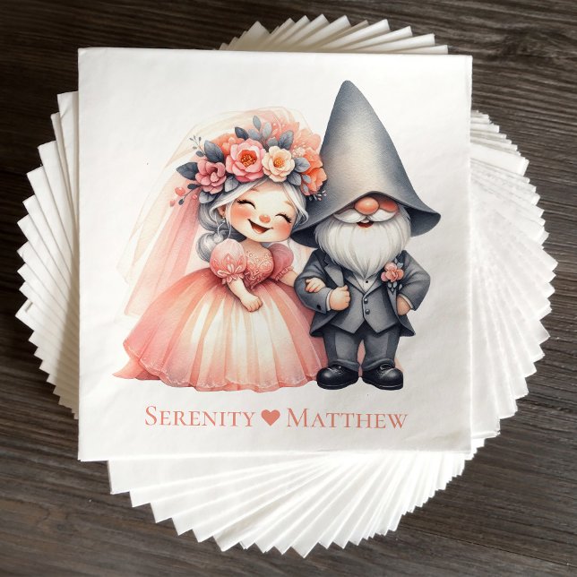 Guardanapo De Papel Casamento Laranja Do Jardim Whimsical Gnome Woodla (Criador carregado)