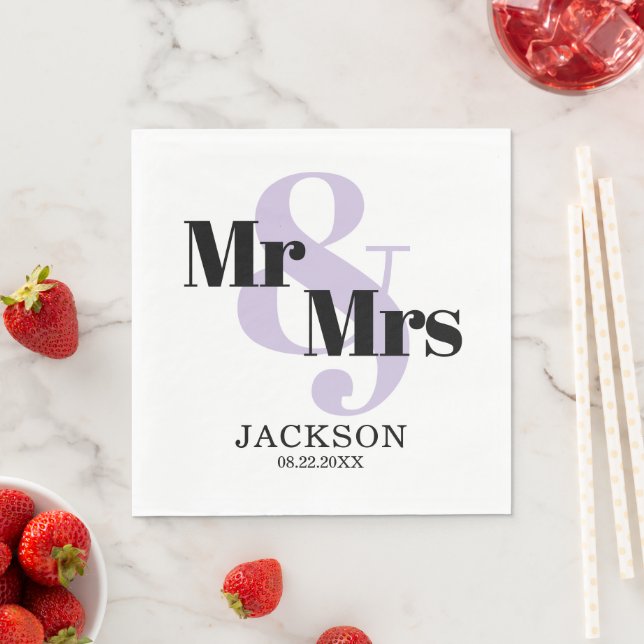 Guardanapo De Papel Casamento Lavender Sr. & Sra. (Insitu)