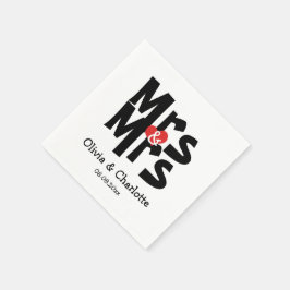 Guardanapo De Papel Casamento Lésbico Ousado da Sra e da Sra Moderna
