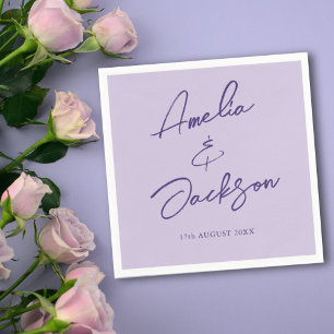 Guardanapo De Papel Casamento Lilac Roxo da Caligrafia Moderna